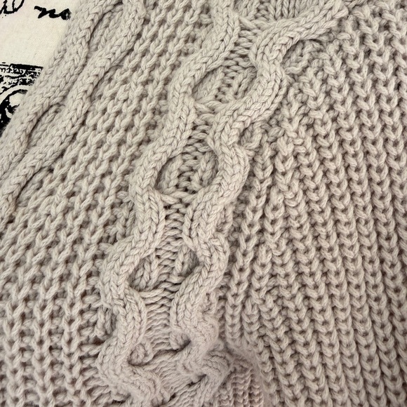 Club Monaco Chunky Cardigan Sweater Open Front Asymmetric Sz M Fisherman Oatmeal - Picture 9 of 16